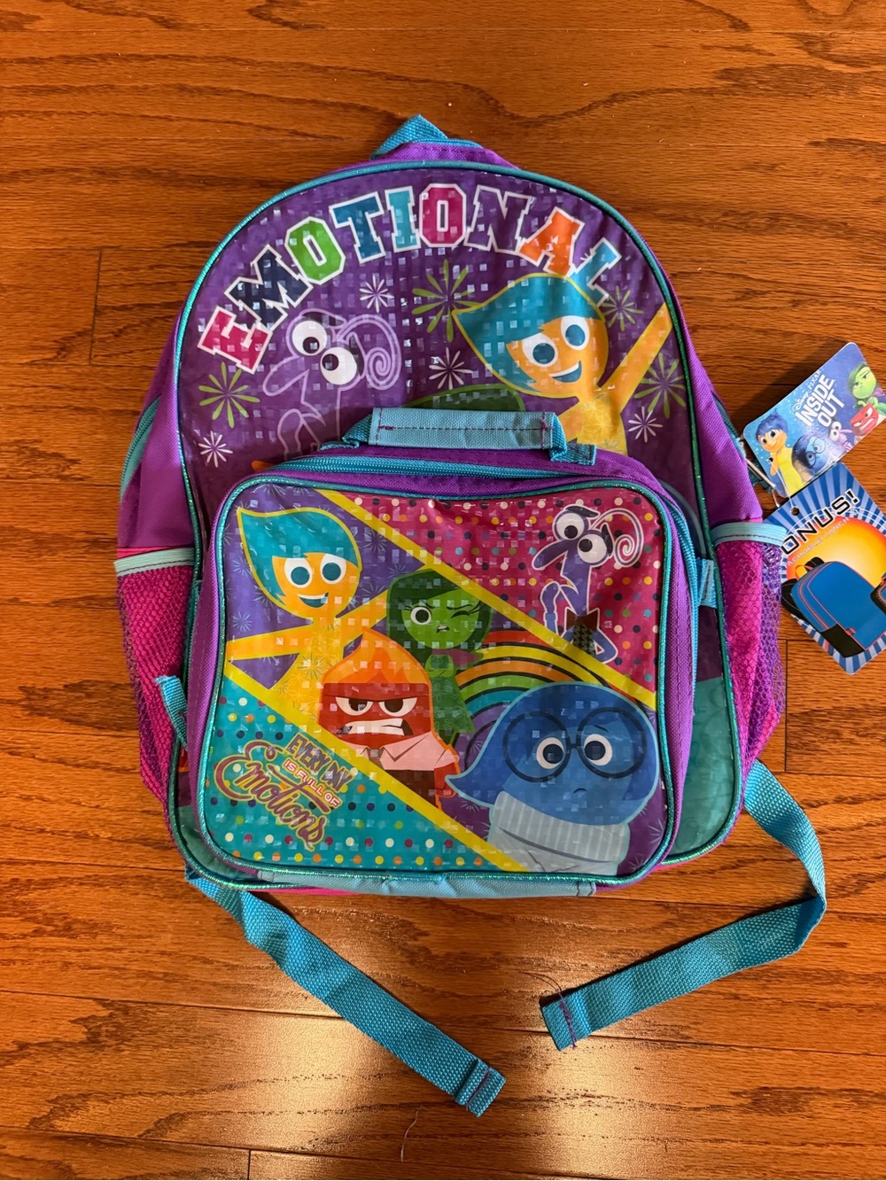 Kids Emotional Characters Backpack in Purple and Teal - Fun Character School Bag